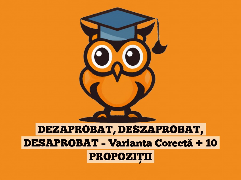 DEZAPROBAT, DESZAPROBAT, DESAPROBAT – Varianta Corectă + 10 PROPOZIȚII