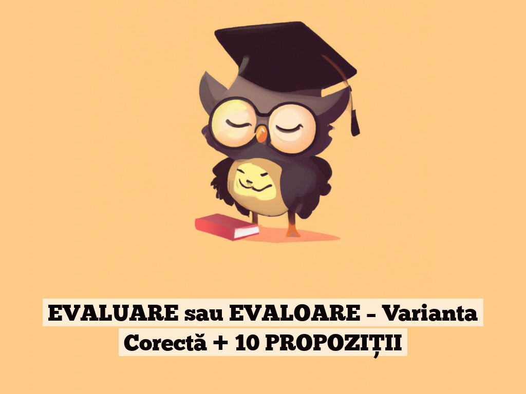 EVALUARE sau EVALOARE – Varianta Corectă + 10 PROPOZIȚII