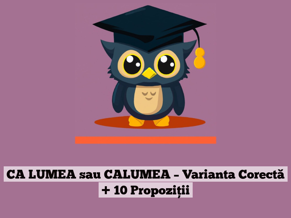 CA LUMEA sau CALUMEA – Varianta Corectă + 10 Propoziții