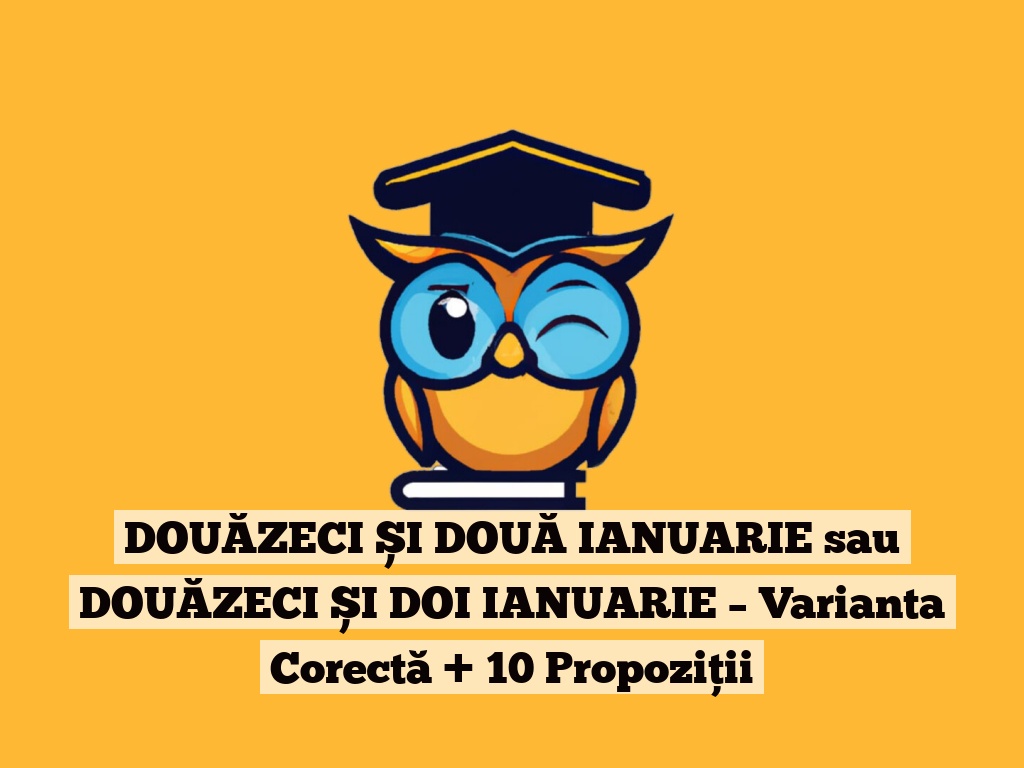 DOUĂZECI ȘI DOUĂ IANUARIE sau DOUĂZECI ȘI DOI IANUARIE – Varianta Corectă + 10 Propoziții