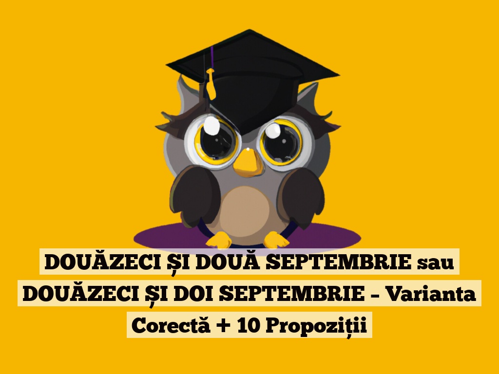 DOUĂZECI ȘI DOUĂ SEPTEMBRIE sau DOUĂZECI ȘI DOI SEPTEMBRIE – Varianta Corectă + 10 Propoziții